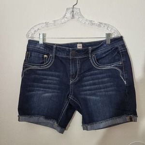 H2j by Hydraulic Size 15/16 Jean Shorts Junior size Bermuda Embroidered Stretch